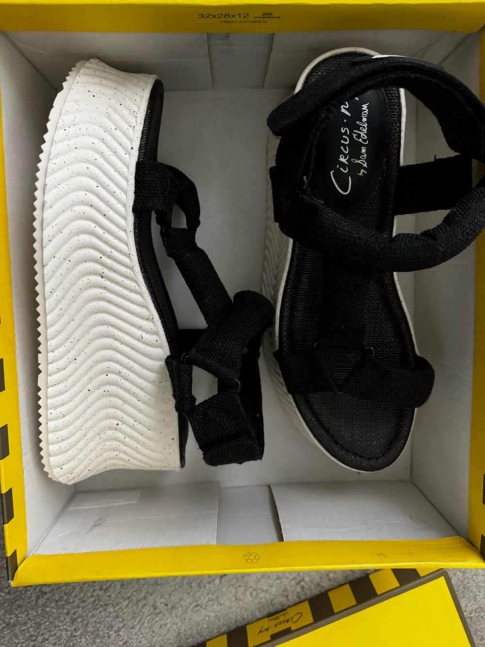 Circus by Sam Edelman Black Strappy Platform Sandals with White Wedge